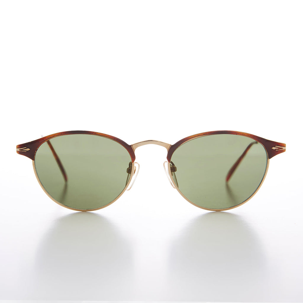 Delicate Browline Oval Lens Vintage Sunglass - Kaia