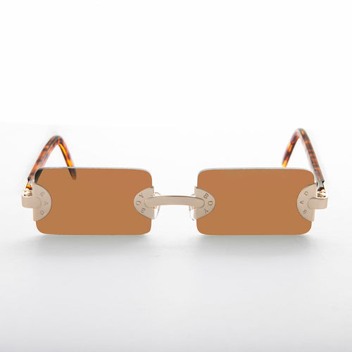 90s Vintage Rare Rectangle Rimless Punk Goth Sunglass - Rebel 2