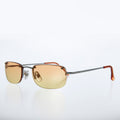 Rimless 90s Rectangle Sunglass with Two Color Lens - Rumi