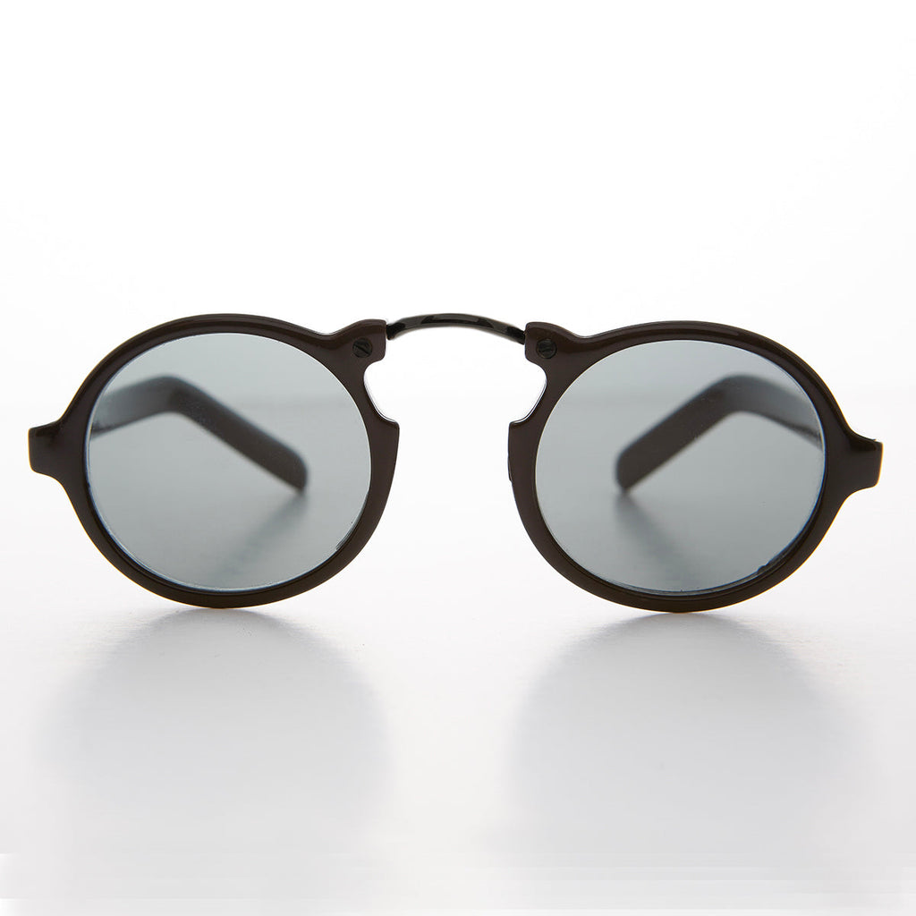 Round Motorbike Vintage Sunglass with Arched Bridge - Grant